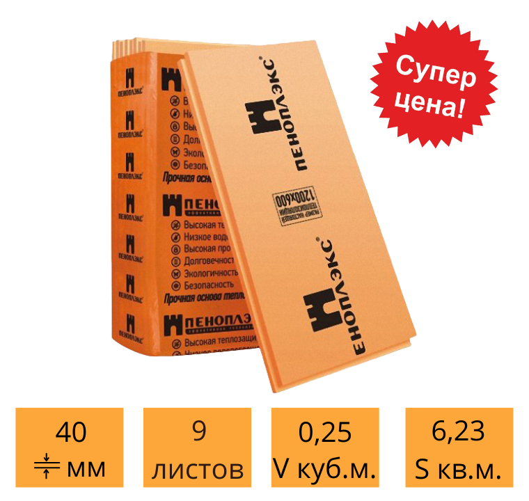 Утеплитель Пеноплэкс Комфорт 1185-585-40 мм.